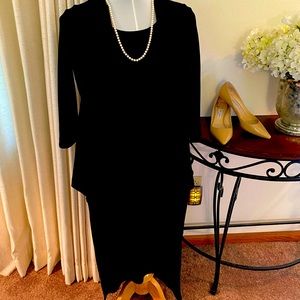 Elegant black knit jacket dress set